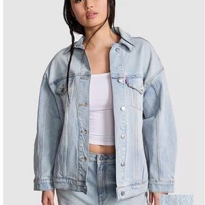 PINK Victoria's Secret Oversized Denim Trucker Jacket Medium NWT